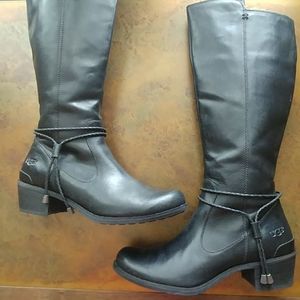 UGG Black Heeled Leather Boots